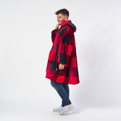 Hoodie Blanket - Red & Black Check