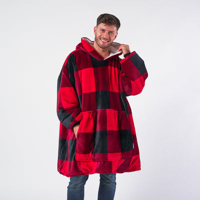 Hoodie Blanket - Red & Black Check