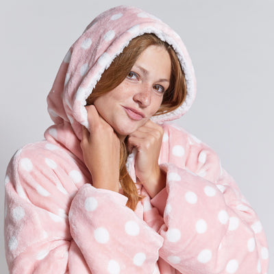 Hoodie Blanket - Pink Polka Dot