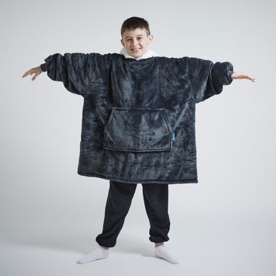 Kids Hoodie Blanket - Dark Grey