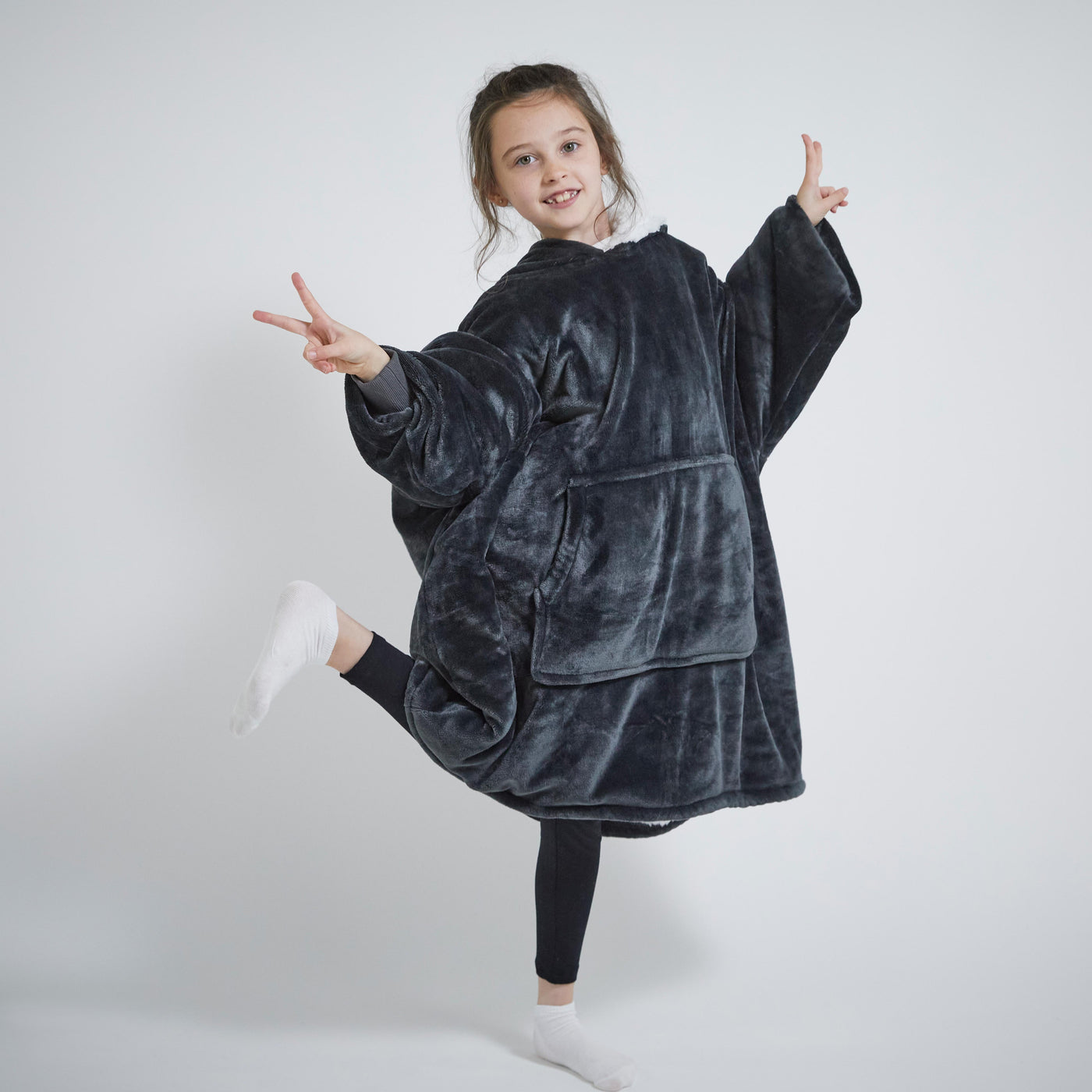 Kids Hoodie Blanket - Dark Grey